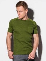 OMBRE Pánské tričko bez potisku S1182 - olivová - XL