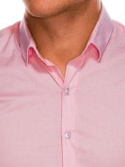 OMBRE Pánská slim-fit košile s dlouhým rukávem K504 - růžová - XL