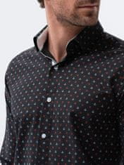 OMBRE Ombre Pánská košile s dlouhým rukávem K314 - černá - L