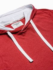 OMBRE Ombre Pánské tričko s kapucí S1376 - červená šedá - L