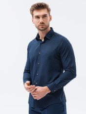 OMBRE Ombre Pánská košile s dlouhým rukávem - námořnická modrá K616 - XL
