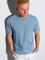 OMBRE Ombre Pánské tričko s potiskem S1371 - nebesky modrá - L