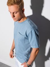 OMBRE Ombre Pánské tričko s potiskem S1371 - nebesky modrá - L