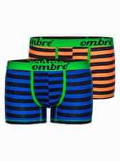 OMBRE Pánské boxerky U37 - nebesky modrá/oranžová, balení dvou kusů - XL