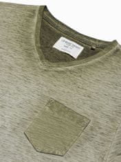 OMBRE Ombre Pánské tričko bez potisku S1388 - olivová - M