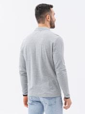 OMBRE Ombre Pánská tričko s dlouhým rukávem bez potisku L132 - žíhaná šedá - M
