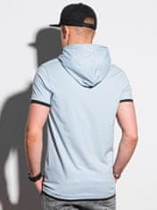 OMBRE Ombre Pánské tričko s kapucí S1376 - světle nebesky modrá - M