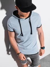 OMBRE Ombre Pánské tričko s kapucí S1376 - světle nebesky modrá - M