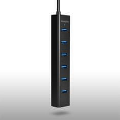 AXAGON 7x USB3.0 ALU CHARGING hub vč. AC adapteru