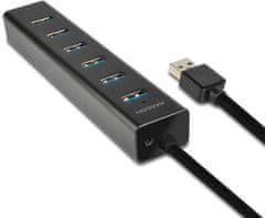 AXAGON 7x USB3.0 ALU CHARGING hub vč. AC adapteru