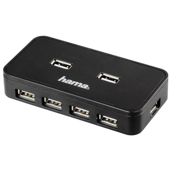 Hama HUB, 7xUSB 2.0., se síťovým zdrojem, černá