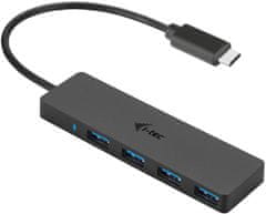 I-TEC USB 3.1 Typ-C Slim 4-portový HUB, černý