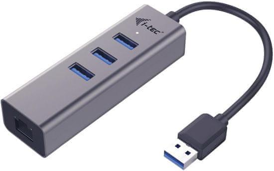 I-TEC USB 3.0 Metal 3 port HUB Gigabit Ethernet 1x USB 3.0 na RJ-45 3x USB 3.0