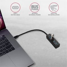 AXAGON MINI hub USB-C 3.2 Gen1 - 4xUSB-A, 5Gbit/s, OTG, 20cm, černá
