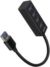 AXAGON MINI hub USB-A 3.2 Gen1 - 4xUSB-A, 5Gbit/s, OTG, 20cm, černá