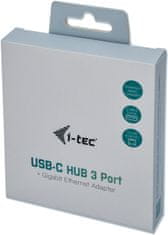 I-TEC USB C Metal 3 port HUB Gigabit Ethernet 1x USB C na RJ-45 3x USB 3.0 LED