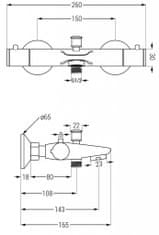 Mexen Termostatická vanová baterie nox, chrom (77350-00)