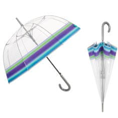Perletti Dámský automatický deštník COLOR BORDER Transparent / Tyrkysová, 26272