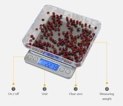 Ruhhy Profesionální digitální váha - 500g - 0,01g. + plastová nádoba.