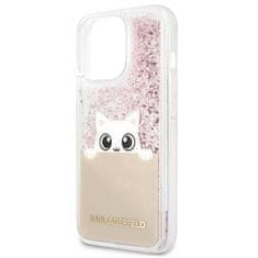 Karl Lagerfeld KLHCP13XPABGNU hard silikonové pouzdro iPhone 13 Pro MAX 6.7" pink PEEK A BOO Liquid Glitter