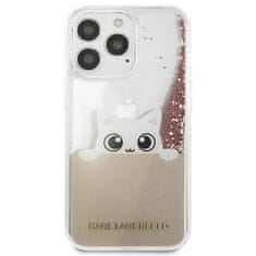 Karl Lagerfeld KLHCP13XPABGNU hard silikonové pouzdro iPhone 13 Pro MAX 6.7" pink PEEK A BOO Liquid Glitter