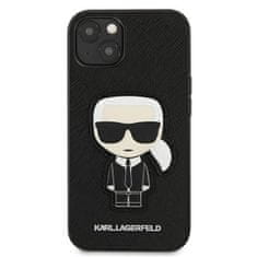 Karl Lagerfeld KLHCP13SOKPK hard silikonové pouzdro iPhone 13 Mini 5.4" black Saffiano Ikonik Karl`s Patch