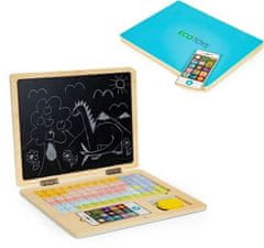 EcoToys Dřevěný notebook s magnetickým monitorem - modrý