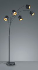 TWM stojací lampa Tommy 200 cm 5x E14 ocel 28W matná černá