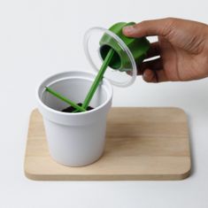 Qualy Design Dóza na čaj / kávu se lžičkou Cacnister, 360ml, bílá-zelená