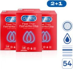 Durex Kondomy Feel Thin Extra Lubricated 2+1