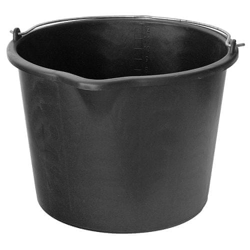 Kbelík ReCycled 20 litrů, stavební kbelík s výlevkou, plast, černý
