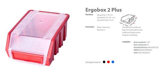 Ergobox Plus 2 Red, 118 X 161 X 75 Mm