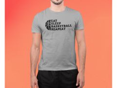 Fenomeno Pánské tričko - Eat sleep basketball - šedé Velikost: L