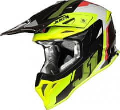 JUST 1 HELMETS Moto přilba JUST1 J39 REACTOR matná neonově žluto/červeno/titanová + 2 ks brýle ARNETTE zdarma L