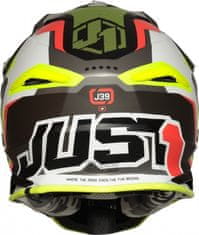 JUST 1 HELMETS Moto přilba JUST1 J39 REACTOR matná neonově žluto/červeno/titanová + 2 ks brýle ARNETTE zdarma L