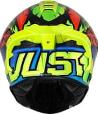 JUST 1 HELMETS Moto přilba JUST1 J-GPR TRIBE carbon modro/žluto/oranžovo/zelená XS