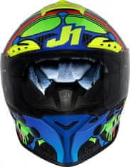 JUST 1 HELMETS Moto přilba JUST1 J-GPR TRIBE carbon modro/žluto/oranžovo/zelená XS