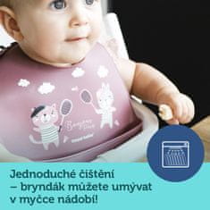 Canpol babies Bryndák silikonový s kapsou BONJOUR PARIS modrý