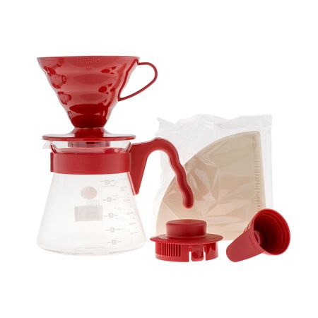 Hario Hario V60 Pour Over Kit Red - překapávač + server + filtry