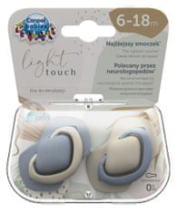 Canpol babies Set symetrických silikonových dudlíků Light touch 6-18m PURE COLOR modrý