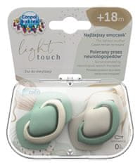 Set symetrických silikonových dudlíků Light touch 18m+ PURE COLOR zelený