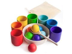 Ulanik Montessori dřevěná hračka "Rainbow: balls in cups. Big."