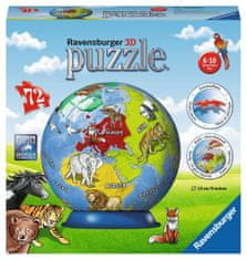 Ravensburger Puzzleball Dětský globus se zvířaty (anglický) 72 dílků