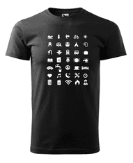 Fenomeno Pánské tričko Cestovatelské symboly - černé Velikost: M