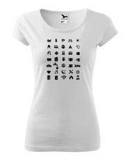 Fenomeno Dámské tričko Cestovatelské symboly - bílé Velikost: M