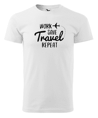 Fenomeno Pánské tričko Work save travel - bílé Velikost: XL