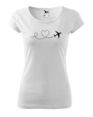 Fenomeno Dámské tričko Letadlo srdce - bílé Velikost: XS