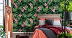 Muralo Tapeta do ložnice Tropické LISTÍ květiny příroda