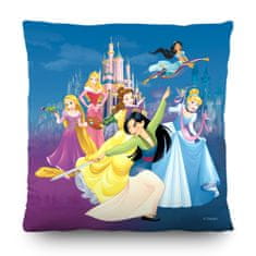 AG Design Dekorativní polštář DISNEY PRINCEZNY NA POZADÍ JEJICH ZÁMKŮ 40 x 40 cm 