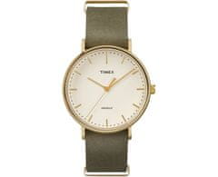 Timex Weekender Fairfield 41 mm, s koženým řemínkem olivové barvy